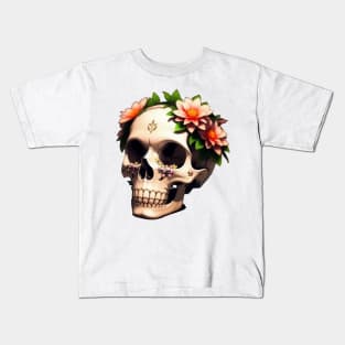 Just a Scull With Flowers 2 Kids T-Shirt